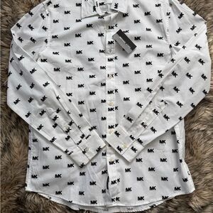 Michael Kors White and Black Logo Men's Shirt